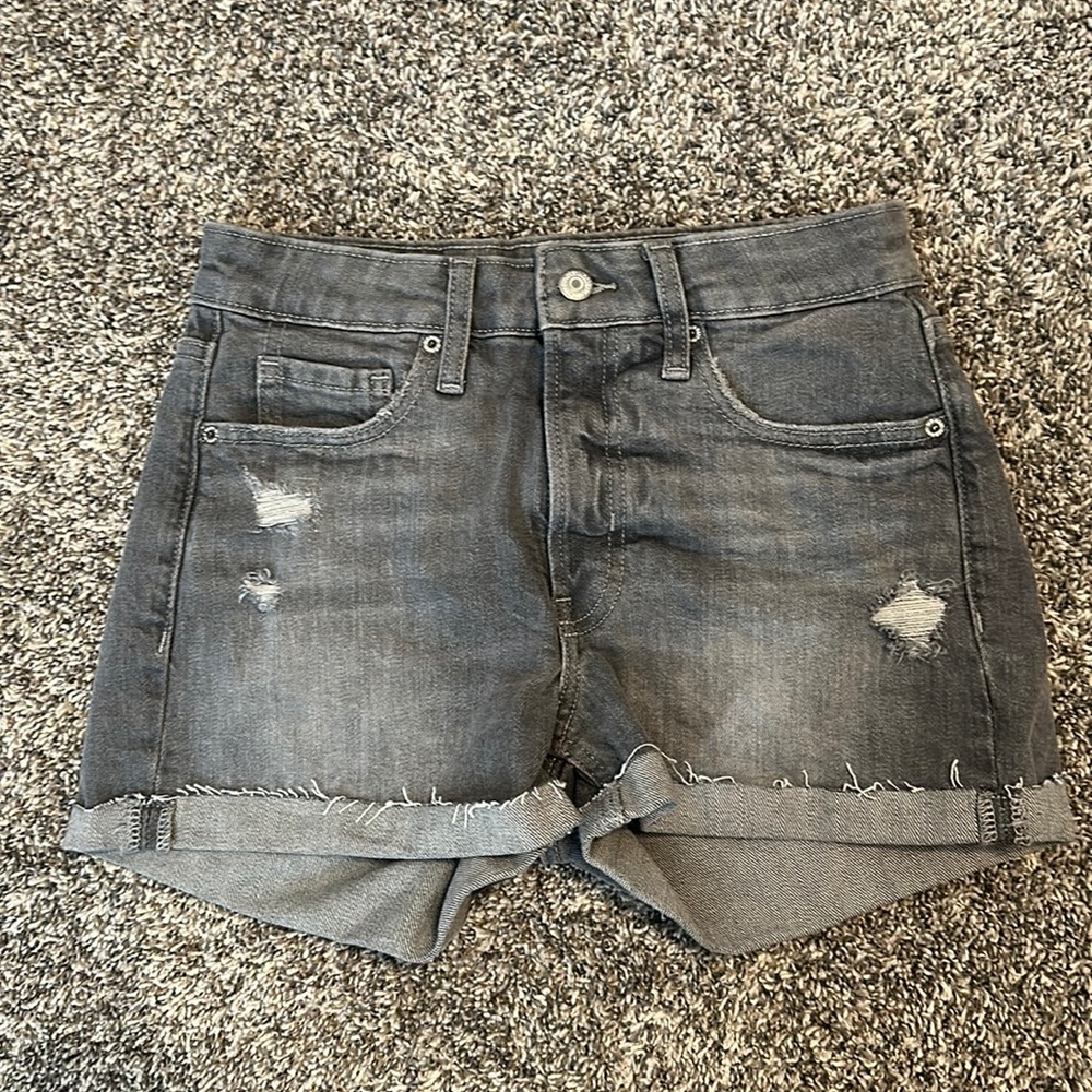 old navy women’s high rise gray jean shorts, women’s small- size 2